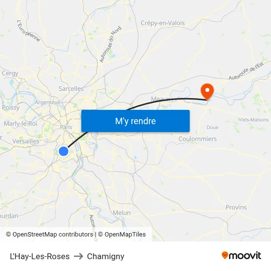 L'Hay-Les-Roses to Chamigny map