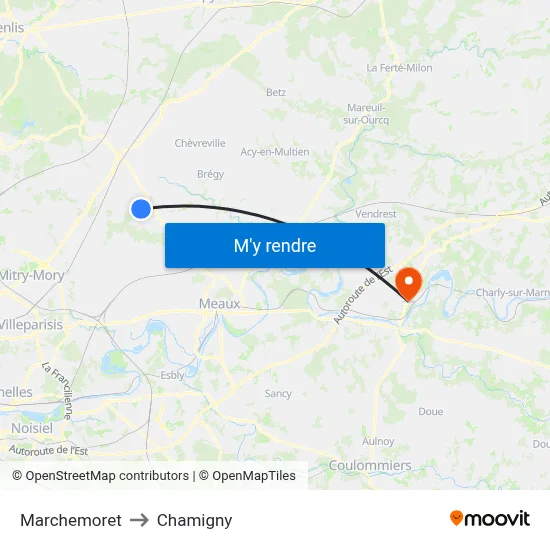 Marchemoret to Chamigny map