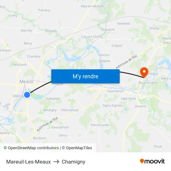 Mareuil-Les-Meaux to Chamigny map