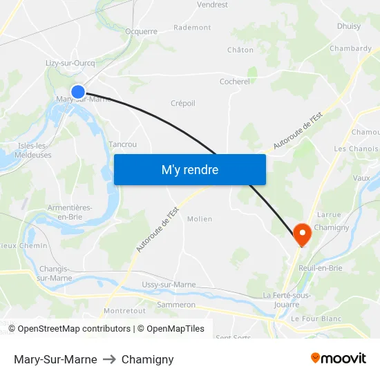 Mary-Sur-Marne to Chamigny map