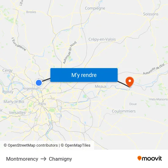 Montmorency to Chamigny map
