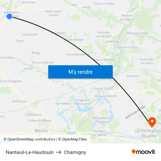 Nanteuil-Le-Haudouin to Chamigny map