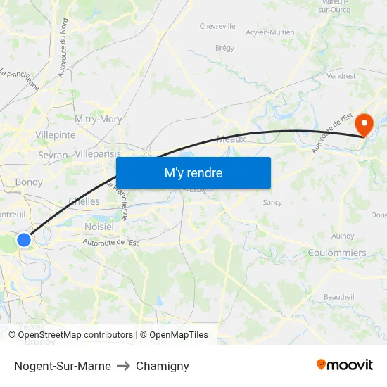 Nogent-Sur-Marne to Chamigny map