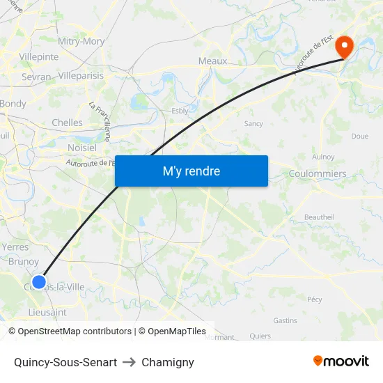 Quincy-Sous-Senart to Chamigny map