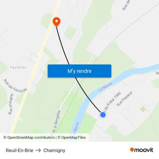Reuil-En-Brie to Chamigny map