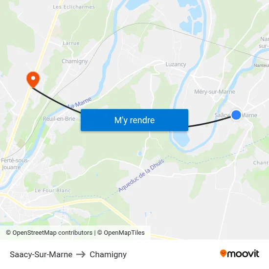Saacy-Sur-Marne to Chamigny map
