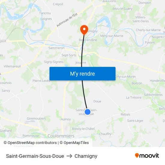 Saint-Germain-Sous-Doue to Chamigny map
