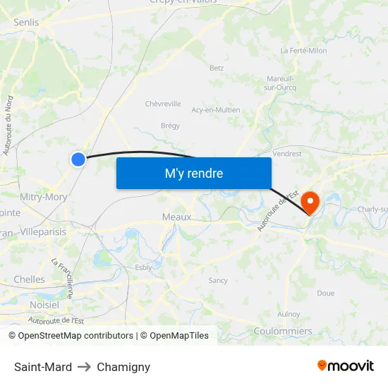 Saint-Mard to Chamigny map