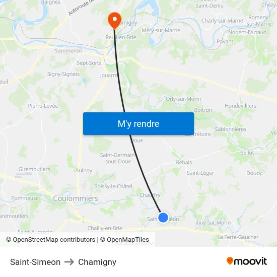 Saint-Simeon to Chamigny map