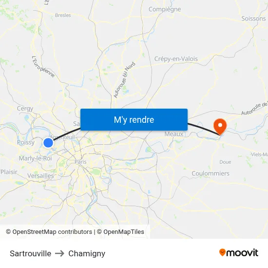 Sartrouville to Chamigny map