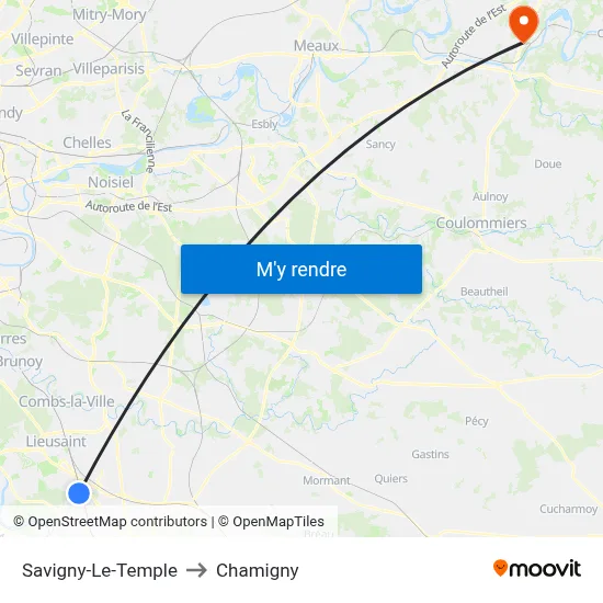 Savigny-Le-Temple to Chamigny map