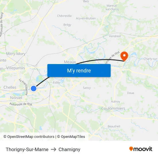 Thorigny-Sur-Marne to Chamigny map