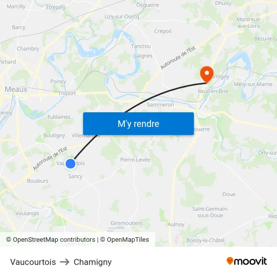 Vaucourtois to Chamigny map