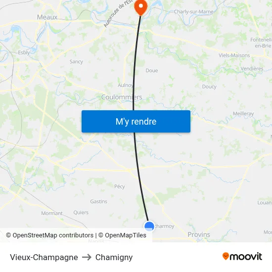 Vieux-Champagne to Chamigny map