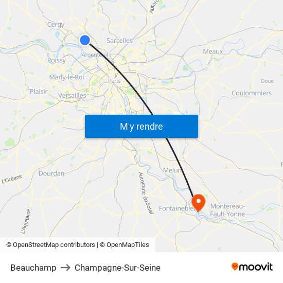 Beauchamp to Champagne-Sur-Seine map