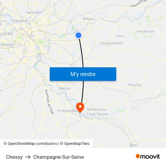 Chessy to Champagne-Sur-Seine map