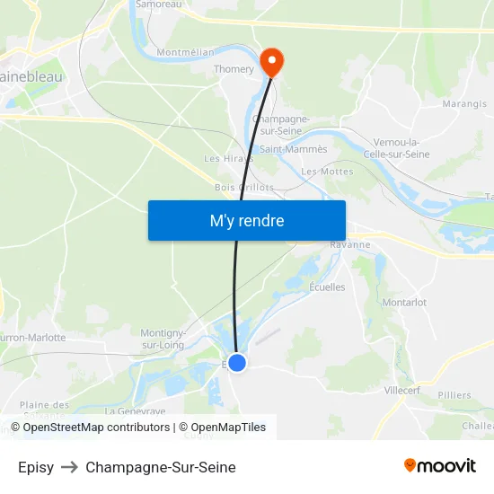 Episy to Champagne-Sur-Seine map
