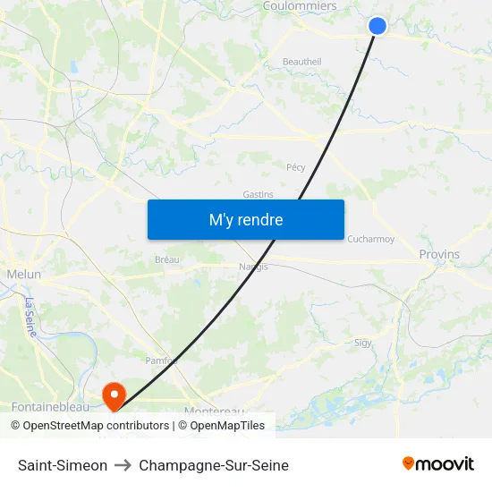 Saint-Simeon to Champagne-Sur-Seine map