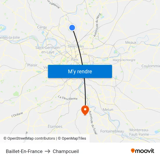 Baillet-En-France to Champcueil map