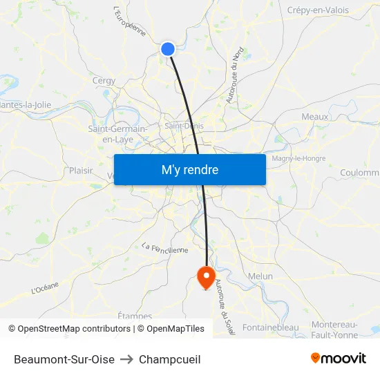 Beaumont-Sur-Oise to Champcueil map