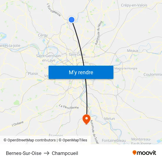 Bernes-Sur-Oise to Champcueil map