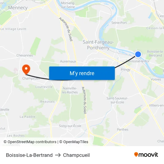 Boissise-La-Bertrand to Champcueil map