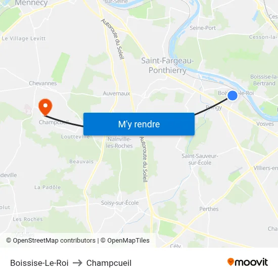 Boissise-Le-Roi to Champcueil map