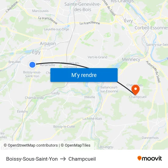 Boissy-Sous-Saint-Yon to Champcueil map