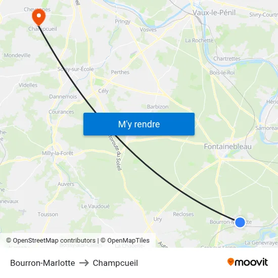 Bourron-Marlotte to Champcueil map