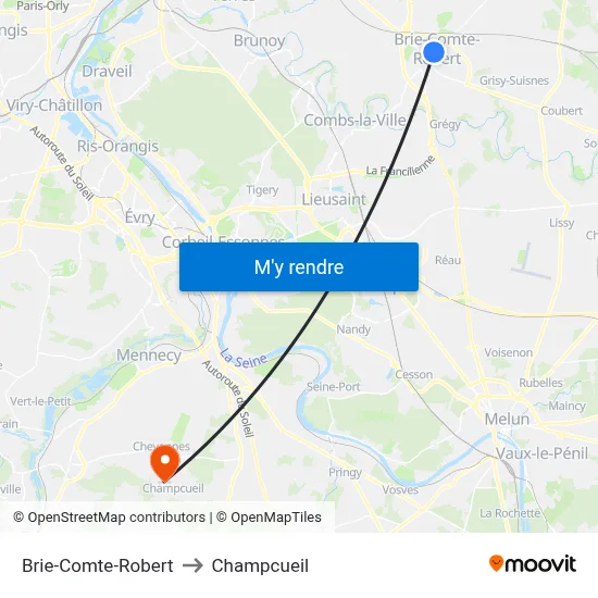Brie-Comte-Robert to Champcueil map