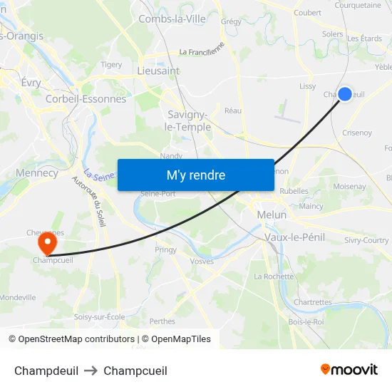 Champdeuil to Champcueil map