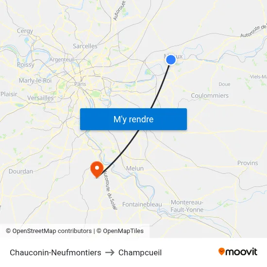 Chauconin-Neufmontiers to Champcueil map