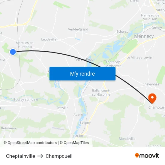 Cheptainville to Champcueil map