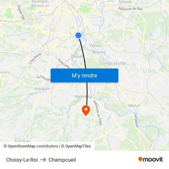 Choisy-Le-Roi to Champcueil map