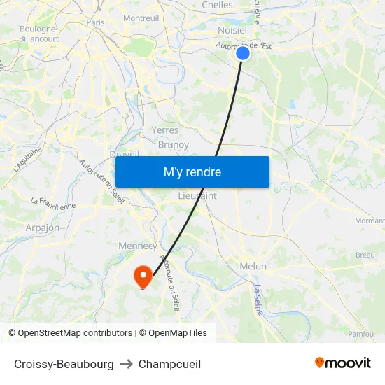 Croissy-Beaubourg to Champcueil map