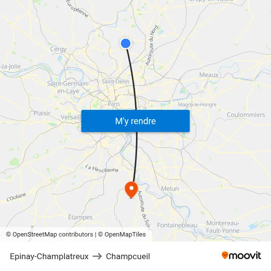 Epinay-Champlatreux to Champcueil map