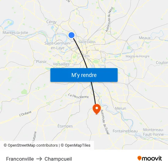 Franconville to Champcueil map