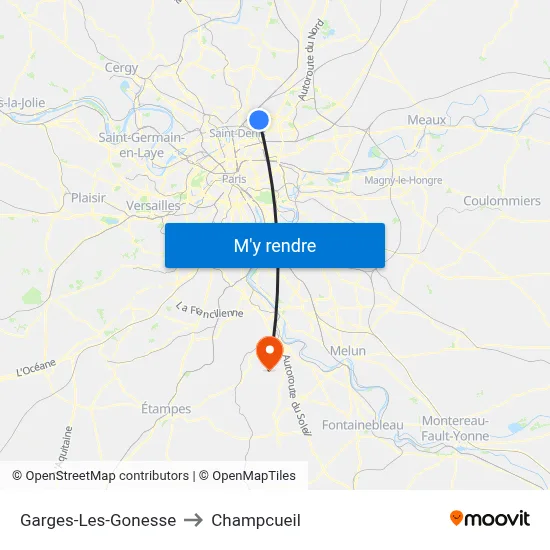 Garges-Les-Gonesse to Champcueil map