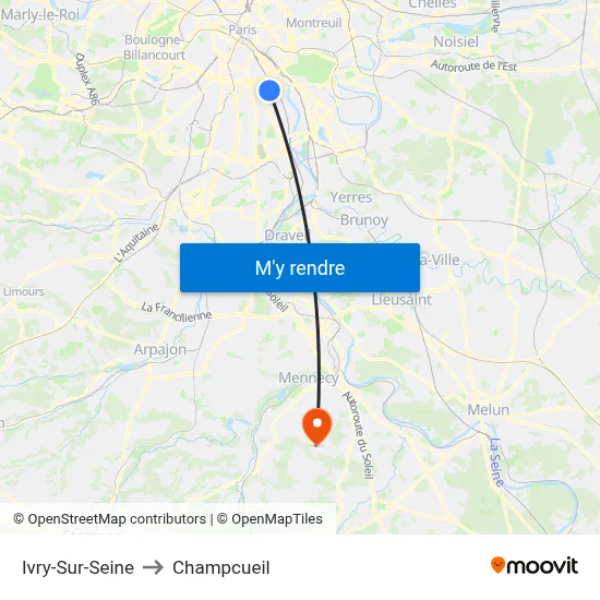 Ivry-Sur-Seine to Champcueil map