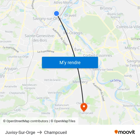 Juvisy-Sur-Orge to Champcueil map