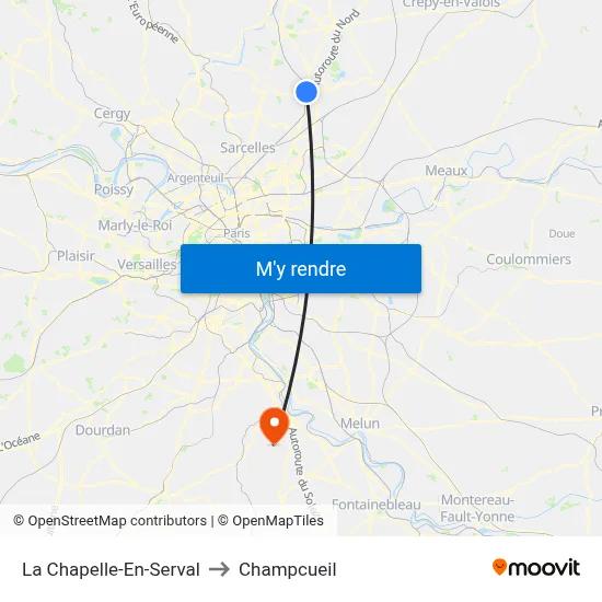 La Chapelle-En-Serval to Champcueil map