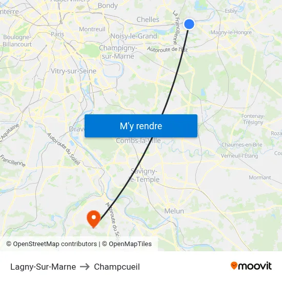 Lagny-Sur-Marne to Champcueil map