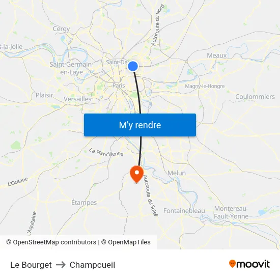 Le Bourget to Champcueil map