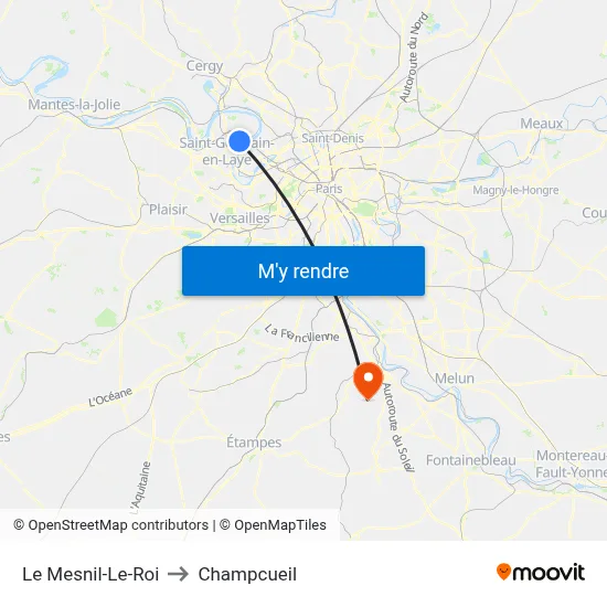 Le Mesnil-Le-Roi to Champcueil map