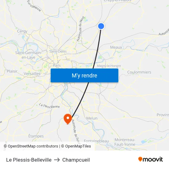 Le Plessis-Belleville to Champcueil map