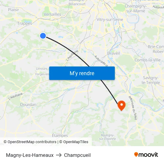 Magny-Les-Hameaux to Champcueil map