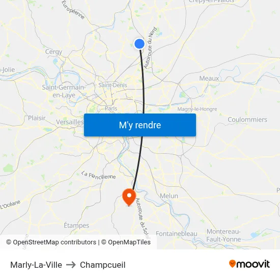 Marly-La-Ville to Champcueil map
