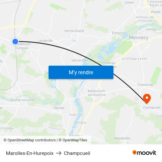 Marolles-En-Hurepoix to Champcueil map