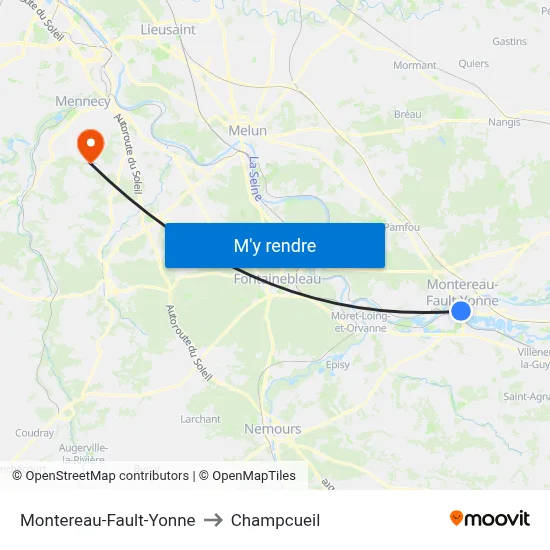 Montereau-Fault-Yonne to Champcueil map