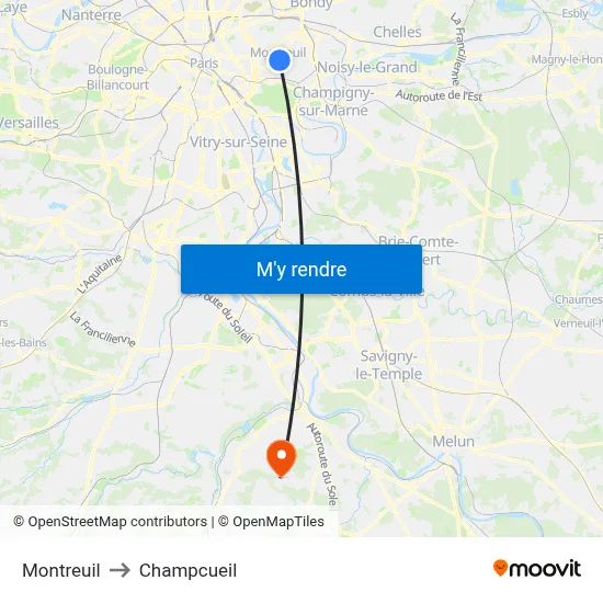 Montreuil to Champcueil map